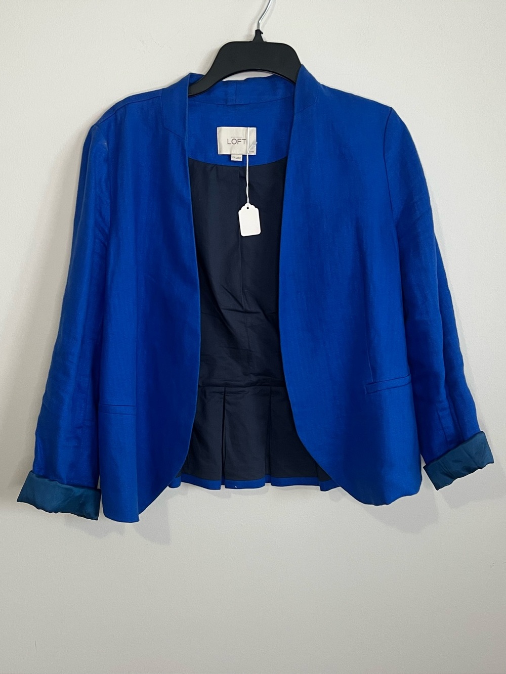 LOFT Royal Blue Open-Front Collarless Blazer